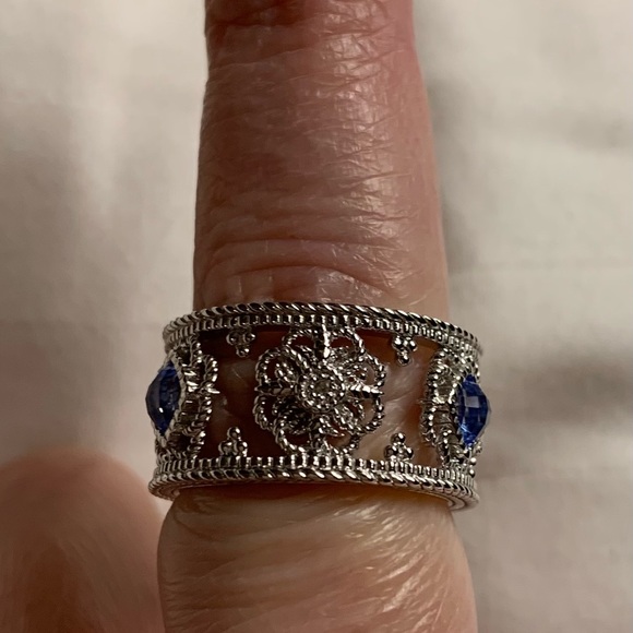 Judith Ripka Fleur Blue Sapphire & Topaz Silver Ring - Picture 6 of 9